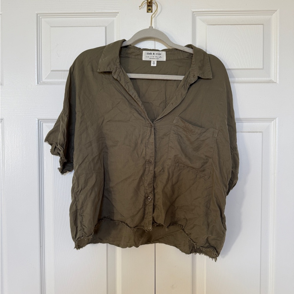 ANTHROPOLOGIE X CLOTH & STONE cropped button down